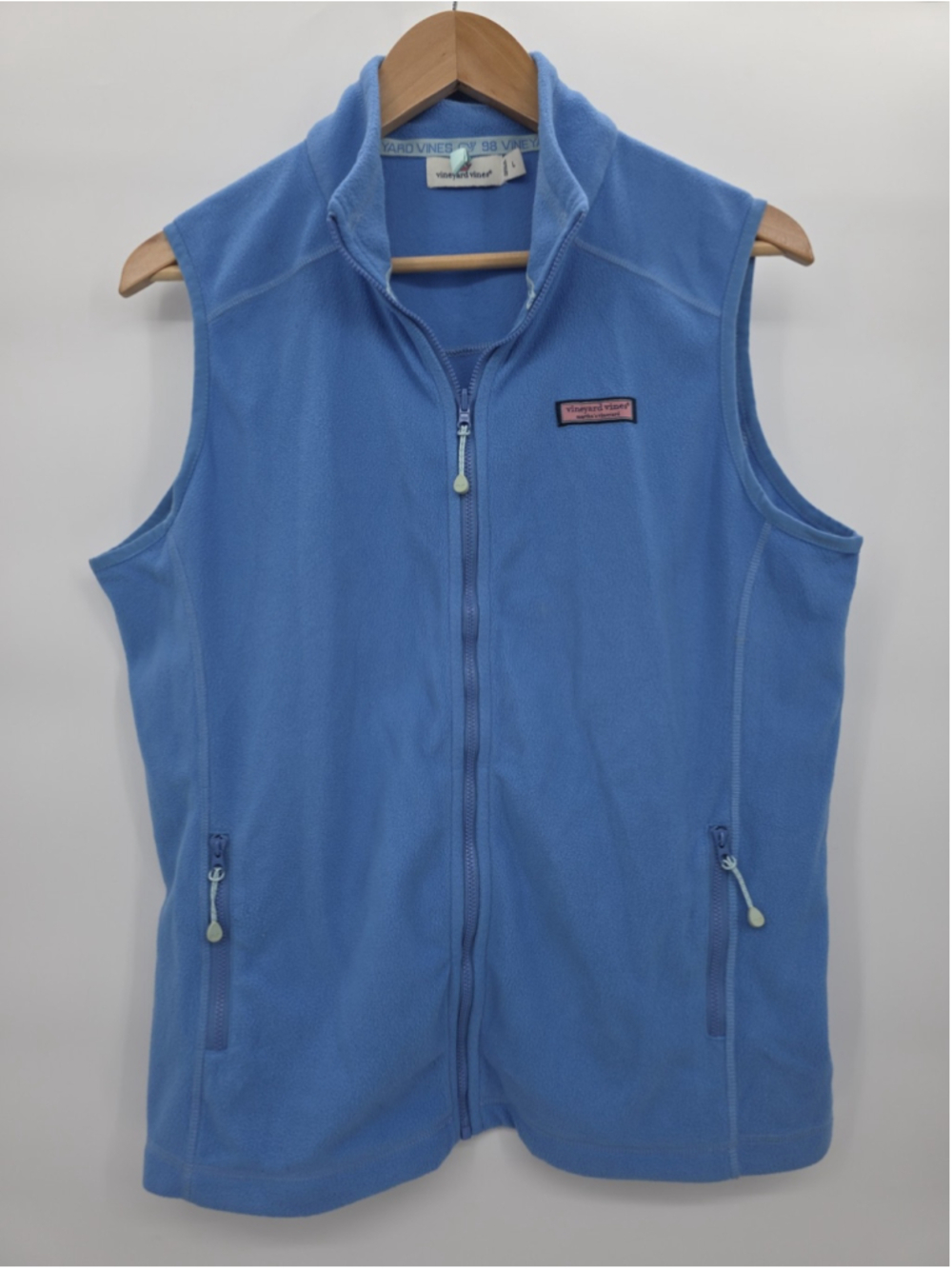 Vineyard Vines Vest L Blue Fleece Full Zip Preppy Coastal Classic Outdoor